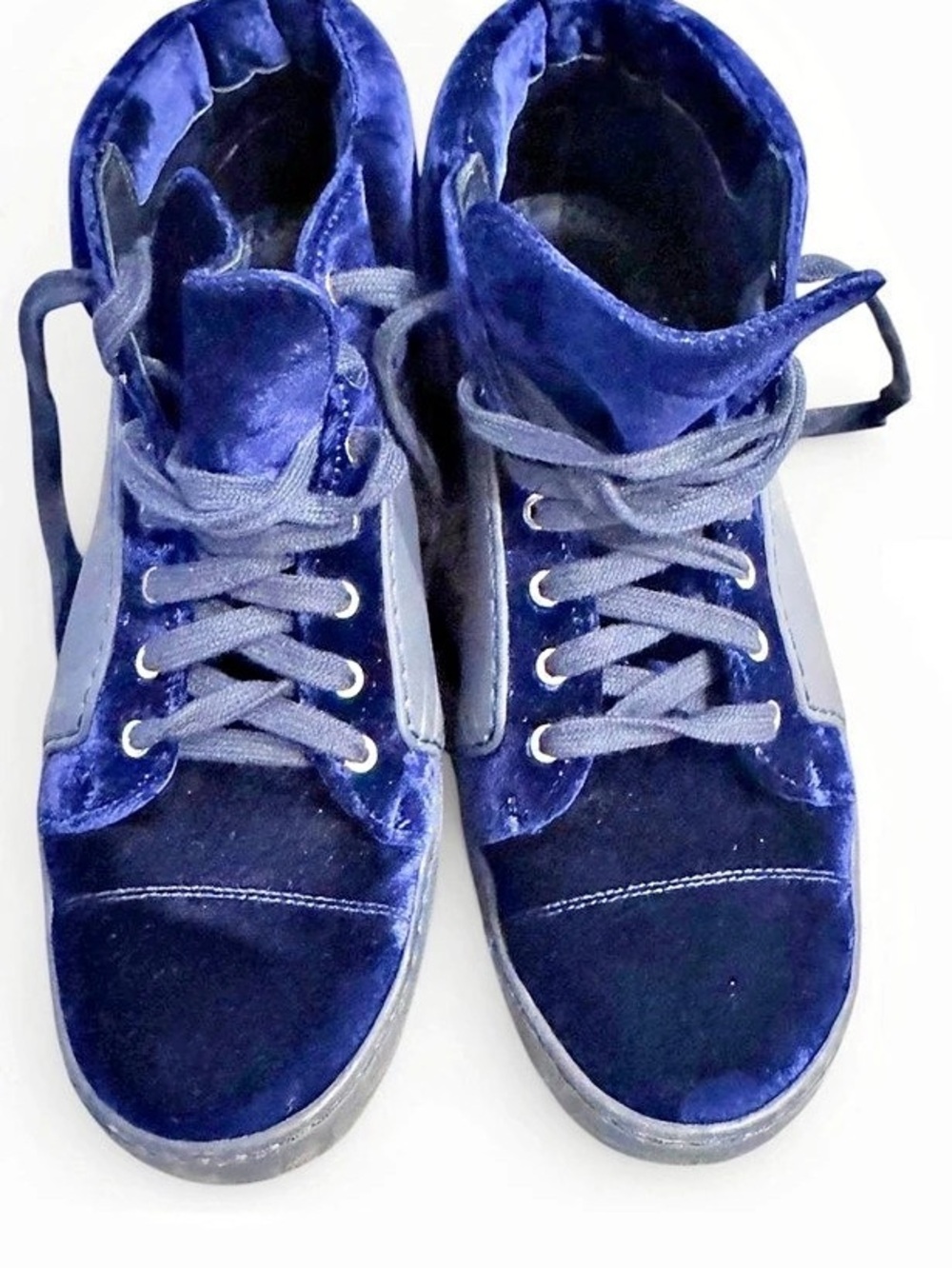 Chanel Velvet High-Top CC Sneakers in Blue